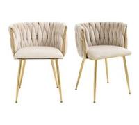 YeMaster Chaises de salle à manger (ensemble de 2), coussins en velours, design tissé à la main, conviennent à la salle à manger, au salon et à la chambre à coucher, beige gris beige gris G