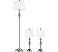YeMaster Ensemble de 3 lampes, lampadaire et 2 lampes de table, adapté à l'éclairage moderne du salon et de la chambre à coucher Argent G
