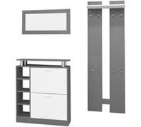 YeMaster Ensemble de garde-robe murale avec miroir, cintre pour panneau mural et armoire à chaussures, armoire de rangement pour chambre à coucher Gris G
