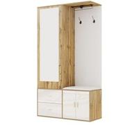 YeMaster Ensemble de garde-robe, porte-manteaux et chapeaux, avec miroir, blanc Blanc G
