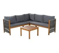 YeMaster Ensemble de meubles de jardin, canapé d'angle + table basse, structure en bois massif pour le jardin, gris gris G
