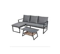 YeMaster Ensemble de meubles de jardin, canapé + table basse + pouf pour le jardin, la piscine et autres espaces extérieurs, gris