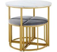 YeMaster Ensemble table à manger et chaises, ensemble table à manger 4 chaises, ensemble table à manger moderne, couleur gris or