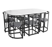 YeMaster Ensemble table à manger et chaises, ensemble table à manger six chaises, ensemble table à manger moderne, noir noir G