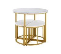 YeMaster Ensemble table et chaises de salle à manger, ensemble table de salle à manger 4 chaises, ensemble table de salle à manger moderne, couleur blanc or blanc or G