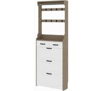 YeMaster Meuble à chaussures blanc, meuble de rangement, porte-manteau, 80 x 23,5 x 220 cm - blanc marron Blanc Marron G
