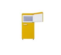 YeMaster Réfrigérateur à double porte, réfrigérateur rétro, 45*46*91 cm, avec éclairage LED, volume 72 litres, consommation d'énergie 120 kWh, jaune jaune G
