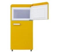 YeMaster Réfrigérateur à double porte, réfrigérateur rétro, 45*46*91 cm, avec éclairage LED, volume 72 litres, consommation d'énergie 120 kWh, jaune jaune G