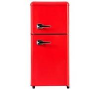YeMaster Réfrigérateur vintage, Réfrigérateur à double porte, 42*45.5*88.8cm, Volume total 60 Litres, 102 kWh/an, avec éclairage LED, Rouge Rouge G