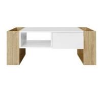 YeMaster Table basse en bois, table de canapé de salon, espace de rangement multifonctionnel, 105 x 60 x 40cm, design en bois blanc G