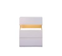 YeMaster Table de chevet LED, commode 3 tiroirs, table d'appoint de chambre, blanc