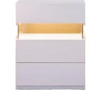 YeMaster Table de chevet LED, commode 3 tiroirs, table d'appoint de chambre, blanc Blanc G