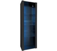 YeMaster Vitrine avec éclairage LED, 3 compartiments en verre, 55*38*166cm, meuble, meuble de rangement, noir
