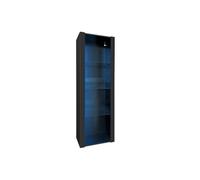 YeMaster Vitrine avec éclairage LED, 3 compartiments en verre, 55*38*166cm, meuble, meuble de rangement, noir