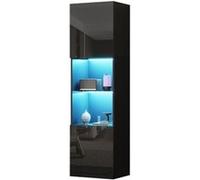 YeMaster Vitrine, meuble de rangement, avec éclairage LED, 16 options d'éclairage, 45*35*160 cm, noir