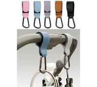 YEMCHI Lot de 5 crochets universels pour poussette de bébé, accessoires de poussette pour sac à langer, chariot, sac à main, sac à dos, support réglable en cuir synthétique