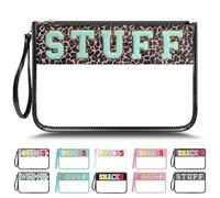 YEMEDA Pochette transparente en chenille avec fermeture éclair pour voyage, trousse de maquillage transparente en PVC, sac à goûter pour femmes et filles, sacs transparents pour voyage,