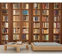 YEMYOR Bibliothèque murales pour livres, vitrine, peinture murale, autocollants, étagère en bois, papier peint, bibliothèque, papier peint mural pour salon, chambre à coucher, 280 x 200 cm