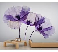 YEMYOR Fleur radiographique Papier Peint, Purple Poppy Floral Mural-250x175cm