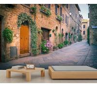 YEMYOR Papier peint de rue nordique paysage de fleurs de rue urbaine papier peint rues italiennes rurales peintures murales vintage ville nordique peintures murales salon décoration d'intérieur - 150