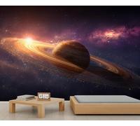 YEMYOR Papier peint mural planète de l'univers Saturne Galaxie murale murale mystérieuse Voie lactée ciel étoilé Peintures murales Sci-Fi Galaxy Univers Canapé Fond d'écran TV pour salon chambre à