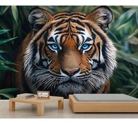 YEMYOR Tigre Murals Wild Tiger Mural Wallpaper Forest Animal Tigers Canapé TV Fond d'écran Cartoon Cute Tigers Mural For Living Room Bedroom-400x280cm