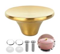 Yenblow Poignée de rechange en métal pour cocotte en acier inoxydable compatible avec les ustensiles de cuisine Le Creuset Stuab Aldi Lodge et en fonte émaillée (or vif et kits de vis supplémentaires)