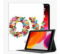 YENDOSTEEN Coque Compatible avec iPad (9,7 Pouces,Modèle 2018/2017,6ème et 5ème Génération), Formulaire de Fleurs d'inscription d'amour Housse Étui avec Veille/Réveil Automatique