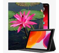 YENDOSTEEN Coque Compatible avec iPad (9,7 Pouces,Modèle 2018/2017,6ème et 5ème Génération), Lac de Fleur de nénuphar Rose Housse Étui avec Veille/Réveil Automatique