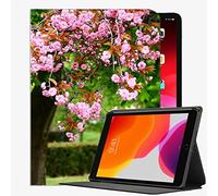 YENDOSTEEN Coque pour iPad Air 2 9.7 Pouces,Modèles A1566 A1567,Printemps Parc Arbre Fleurs Roses Housse Étui avec Veille/Réveil Automatique
