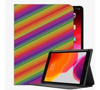YENDOSTEEN Coque pour iPad Air 2 A1566 A1567, 9.7" Housse pour iPad Air 2 2014, des Lignes de Rayures Multicolores obliquement Housse Étui avec Veille/Réveil Automatique