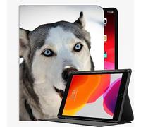 YENDOSTEEN Coque pour iPad Mini 2 3 1,7.9" Support Étui pour iPad Mini 3 2 1 avec Smart Cover, Chien Husky Visage Bleu Housse Étui avec Veille/Réveil Automatique