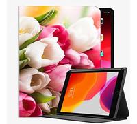 YENDOSTEEN Coque pour iPad Mini 5ème génération 7.9 Pouce Étui/iPad Mini 4 Cover Case,Fleur de Tulipe Rose et Blanche Housse Étui avec Veille/Réveil Automatique