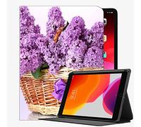 YENDOSTEEN Coque pour iPad Pro 9.7 Pouces 2016,Un Panier de Fleurs de Lilas Support avec Poche de Documents Veille/Réveil Automatique