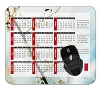 YENDOSTEEN Rectangulaire Tapis de Souris - Gaming-2025 Calendrier, Fleurs De Floraison De Branche Résistant aux Eclaboussures,Durable,Portable,Moderne