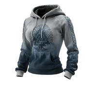 YENEWTU Sweat à Capuche Viking pour Femme, imprimé 3D Tree of Life et Loup | Sweat à capuche à manches longues avec motif runique et corbeau, costume viking