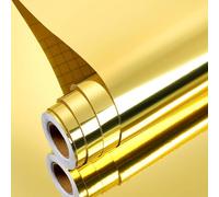 Yenhome Film Adhesif pour Meuble Metal Effet Miroir Or 60x300cm Flexibles Papier Peint Effet Metal Or Brillant Vinyle Rouleau Adhesif Miroirs Cuisine Électroménager Plan de Travail Frigo Armoire