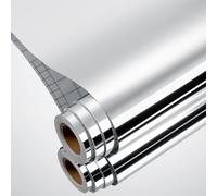 Yenhome Miroir Adhesif Autocollant Papier Peint Argenté 60×300cm Miroir Film Autocollant en Acier Inoxydable Brossé Meuble Décoratif pour Cuisine Réfrigérateur Salle de Bain Lave-vaisselle