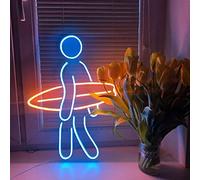 Yenisai Enseigne au néon en forme de planche de surf LED Acrylique Neon Light Sign Room Decor USB Neon Night Lamp Intérieur Led Wall Light Decor pour Bar Beach Store Party Christmas Decor-Bleu rouge