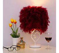 Yenisai Lampe de Chevet Plume LED Moderne Lampe de Table Enfant Lecture Plume Lumière de Bureau pour Chambre Salon Café Cadeau Anniversaire Noël-Vin rouge