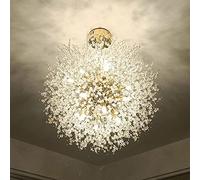Yenisai Lustre 9 Lumières doré Pendentif Luxueux Moderne Hauteur Réglable Pissenlit Suspendus Lampes en Cristal Lampe Suspendue pour Table à Manger de Chambre à Coucher-d'or_9 têtes