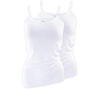 Yenita. 2 pieces Maillot de corps - femme - discrètement brillant ruban de satin bordure, coton, Blanc, 40-42 (M)