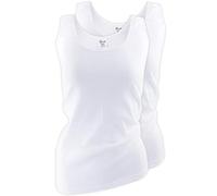 Yenita. 2 pieces Maillot de corps - femme - discrètement brillant ruban de satin bordure, coton, Blanc (Tank Top), 52/54 (XXL)
