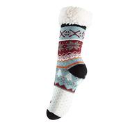Yenita Femme Chaussons Chaussettes d’hiver Laine Pantoufle Chauds Avec Prises Antidérapantes (One Size (36-41), cerf sautant-noir)