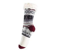 Yenita Femme Chaussons Chaussettes d’hiver Laine Pantoufle Chauds Avec Prises Antidérapantes (One Size (36-41), cerf sautant-bordeaux)