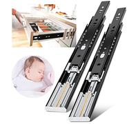 YENUO Glissières pour tiroi tiroir à extension complète - Roulement à billes - 250 300 350 400 450 500 550 600 mm - Noir - 45 kg - 1 paire (Modèle à fermeture amortie - 1 paire, 14 inch(350mm))