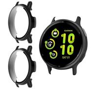 Yenwen Coque pour Garmin Vivoactive 5 Protection Écran, 2 Pièces PC Housse étui Protection, D'écran Verre Trempé, HD Clear Anti-Rayures Case - Noir