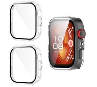 Yenwen Coque pour Huawei Watch Fit 4 Pro Protection Écran, 2 Pièces PC Housse étui Protection, D'écran Verre Trempé, HD Clear Anti-Rayures Case - Transparent