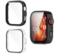 Yenwen Coque pour Huawei Watch Fit 4 Pro Protection Écran, 2 Pièces PC Housse étui Protection, D'écran Verre Trempé, HD Clear Anti-Rayures Case - Transparent + Noir