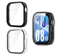 Yenwen Coque pour Huawei Watch Fit 4 Protection Écran, 2 Pièces PC Housse étui Protection, D'écran Verre Trempé, HD Clear Anti-Rayures Case - Transparent + Noir